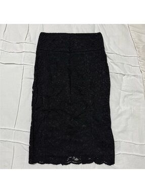 Express Elegant Black Lace Pencil Skirt